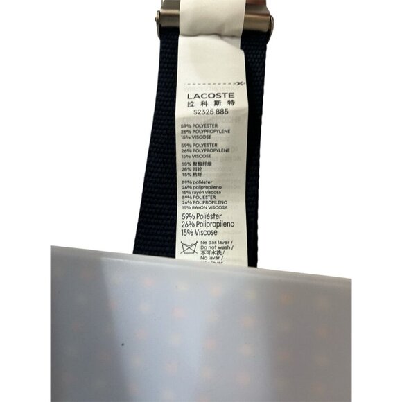 Lacoste France Men's Engraved Buckle Woven Fabric Belt Navy Blue Adjustable Logo - Picture 4 of 5
